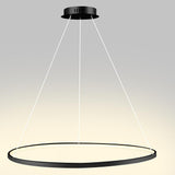 Modern Minimalist Round LED Pendant Light 30W Dimmable Single Ring Hanging Chandelier for Bedroom