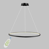 Modern Minimalist Round LED Pendant Light 30W Dimmable Single Ring Hanging Chandelier for Bedroom