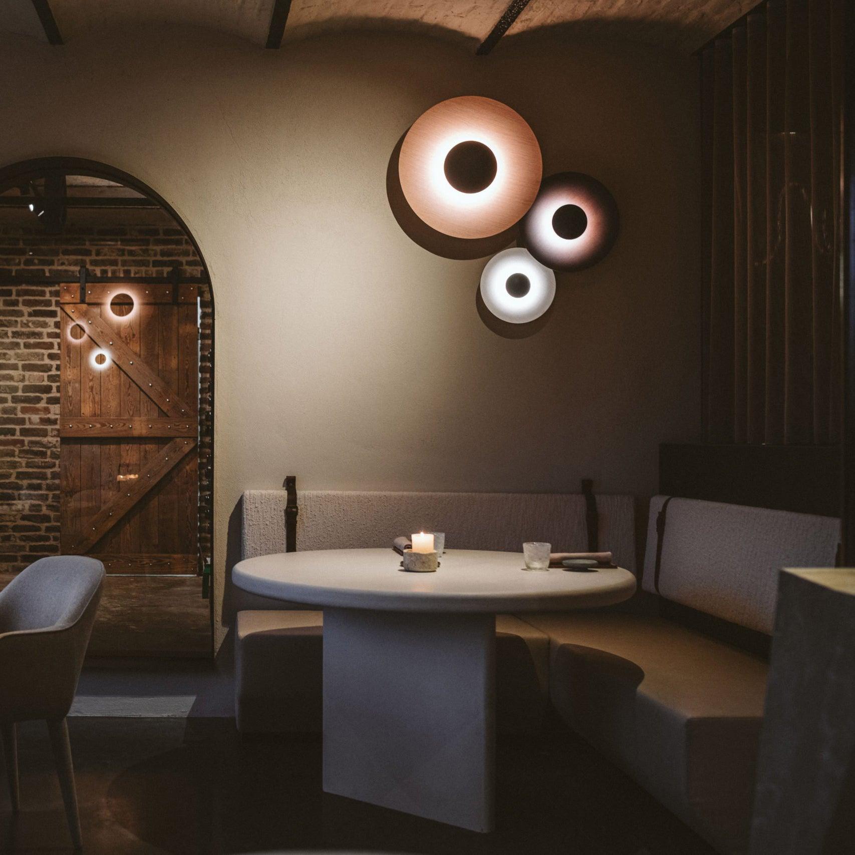 Modern Minimalist Round Metal Disc LED Wall Sconce for Indirect Interior Lighting
