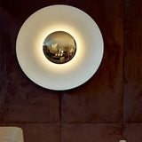 Modern Minimalist Round Metal Disc LED Wall Sconce for Indirect Interior Lighting