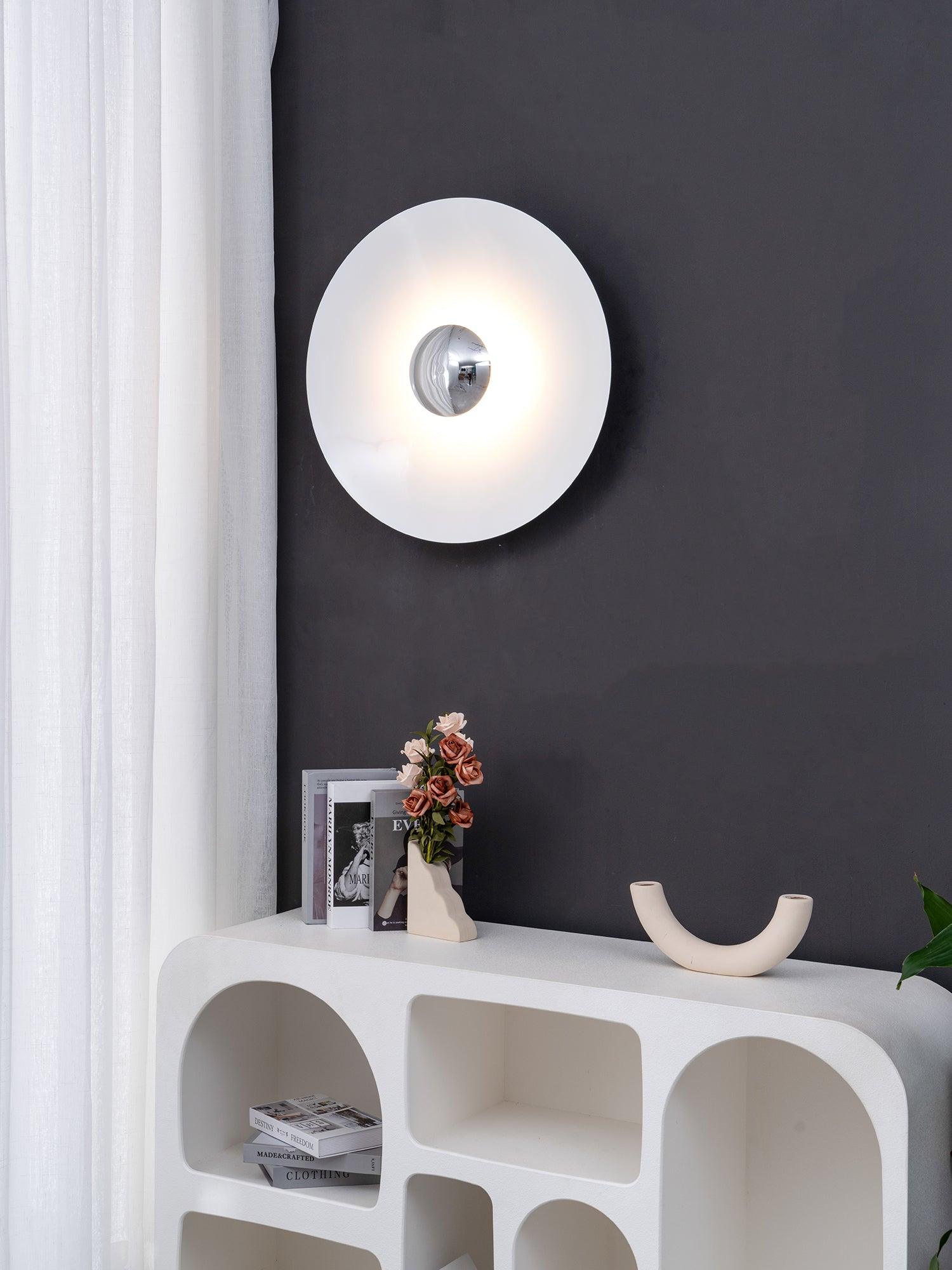 Modern Minimalist Round Metal Disc LED Wall Sconce for Indirect Interior Lighting