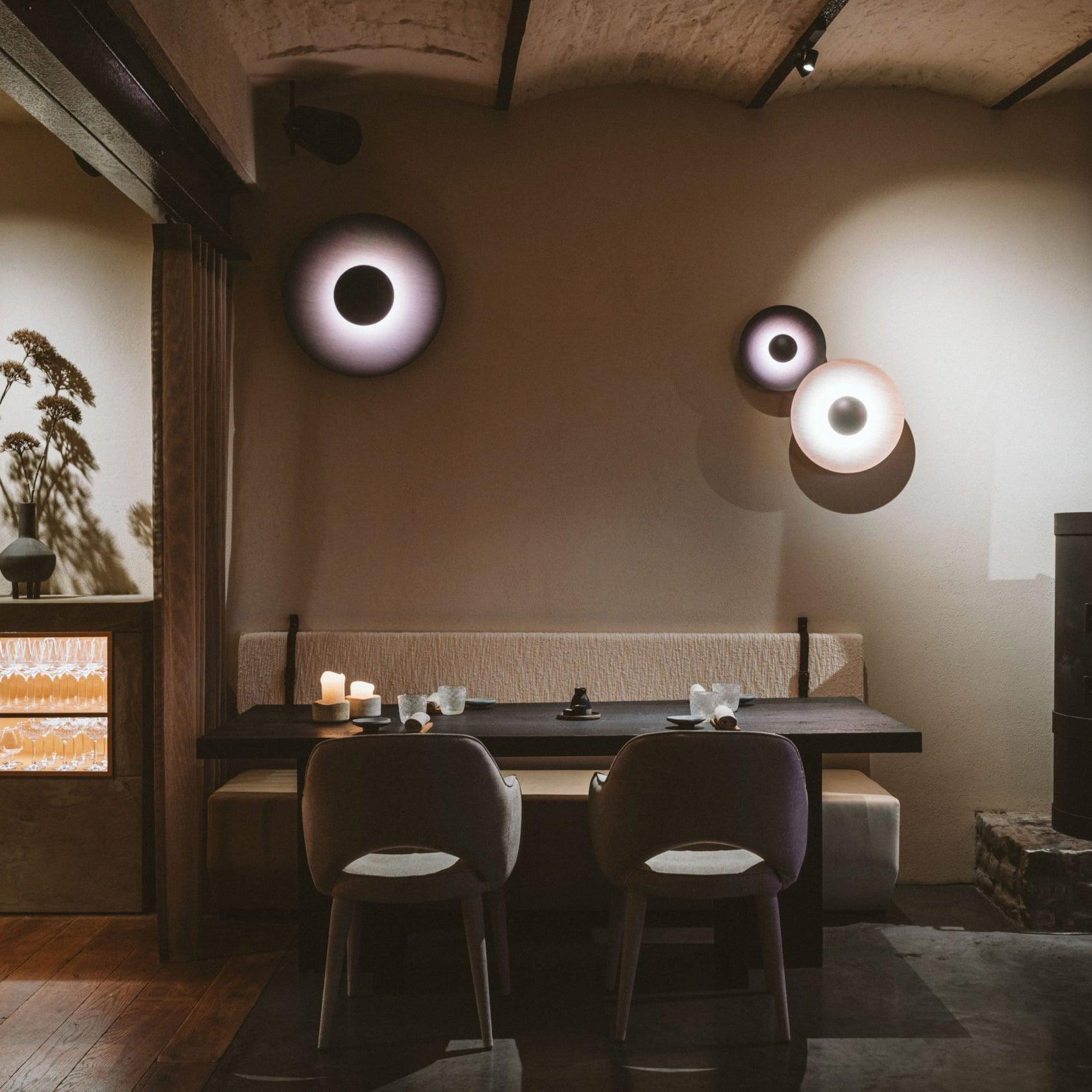 Modern Minimalist Round Metal Disc LED Wall Sconce for Indirect Interior Lighting