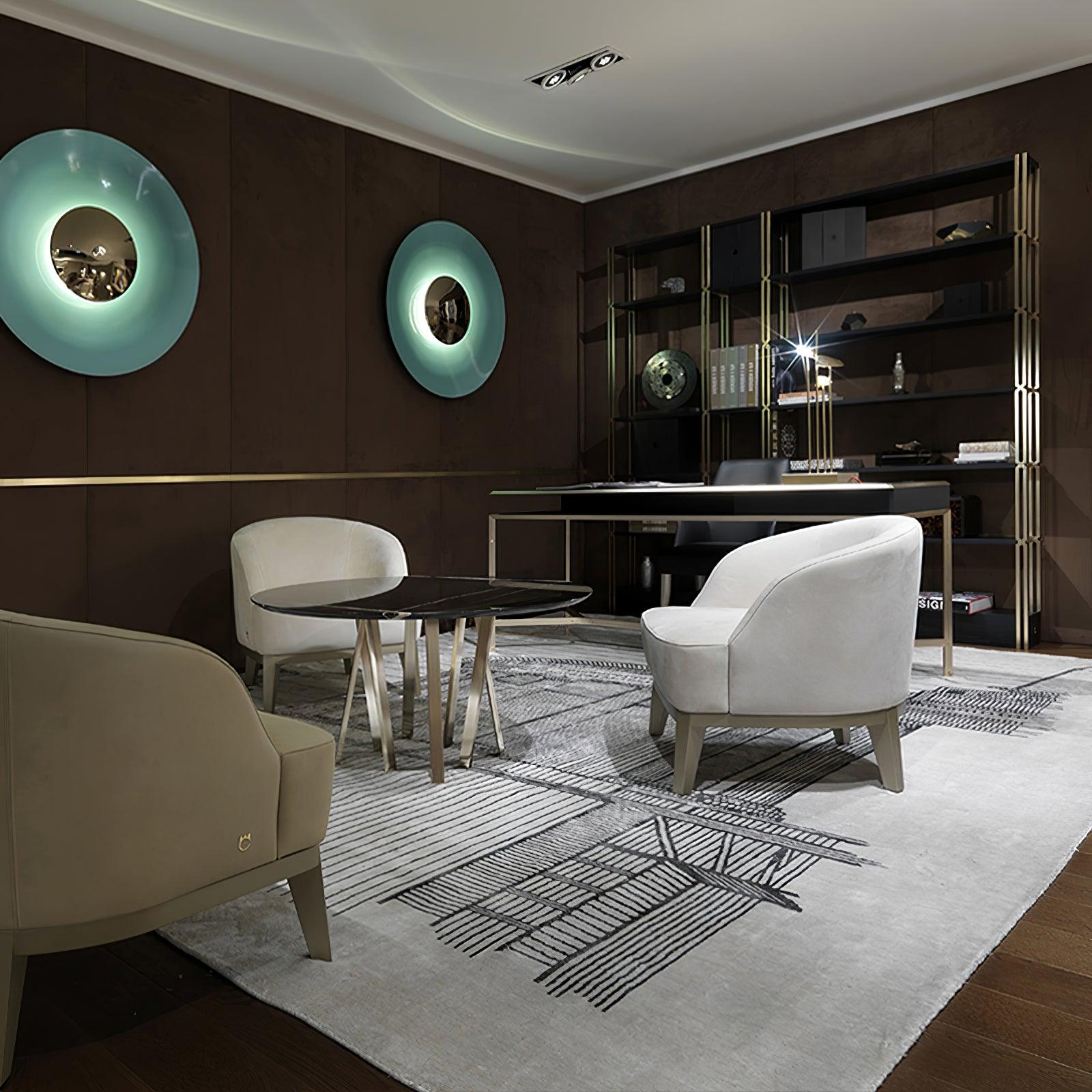 Modern Minimalist Round Metal Disc LED Wall Sconce for Indirect Interior Lighting