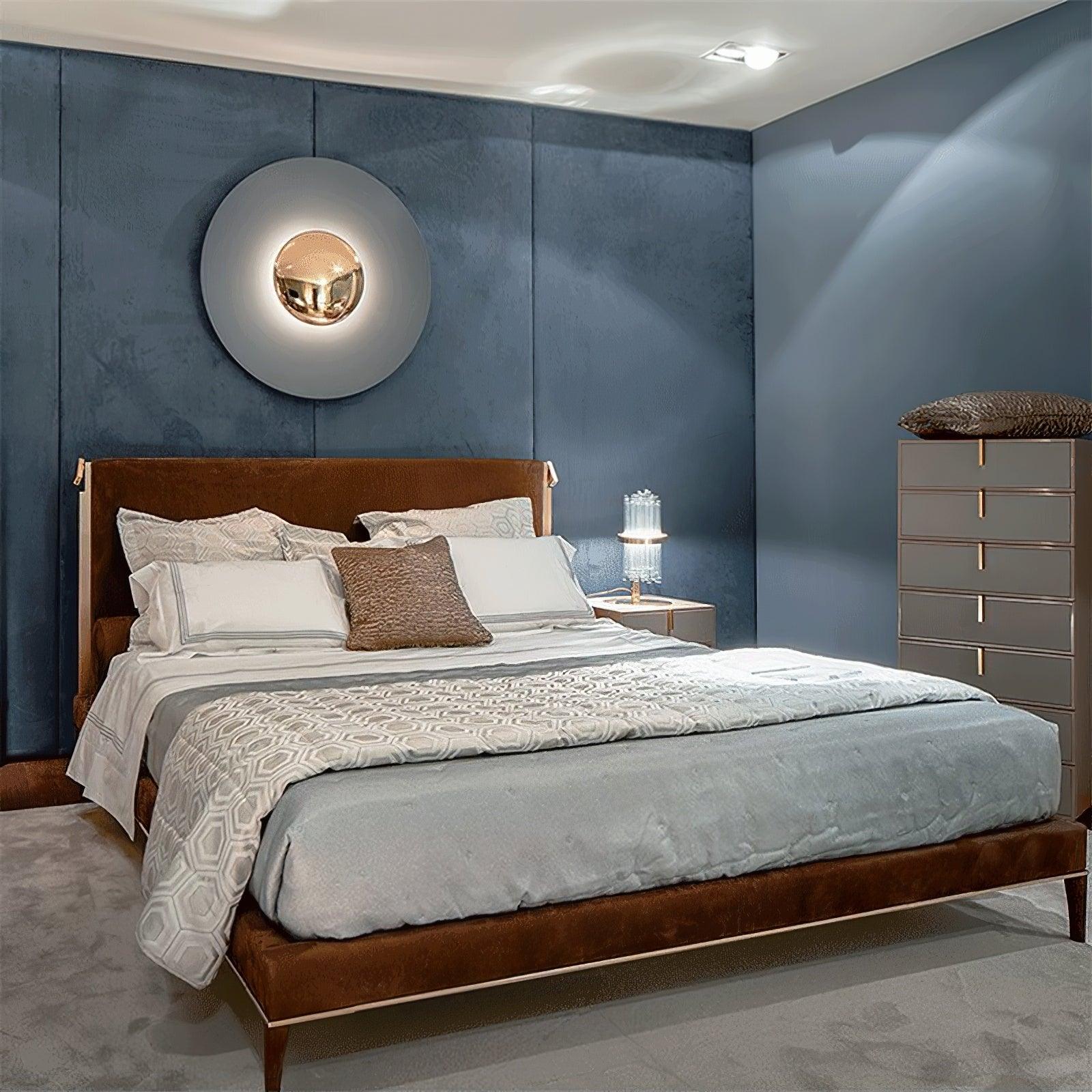 Modern Minimalist Round Metal Disc LED Wall Sconce for Indirect Interior Lighting