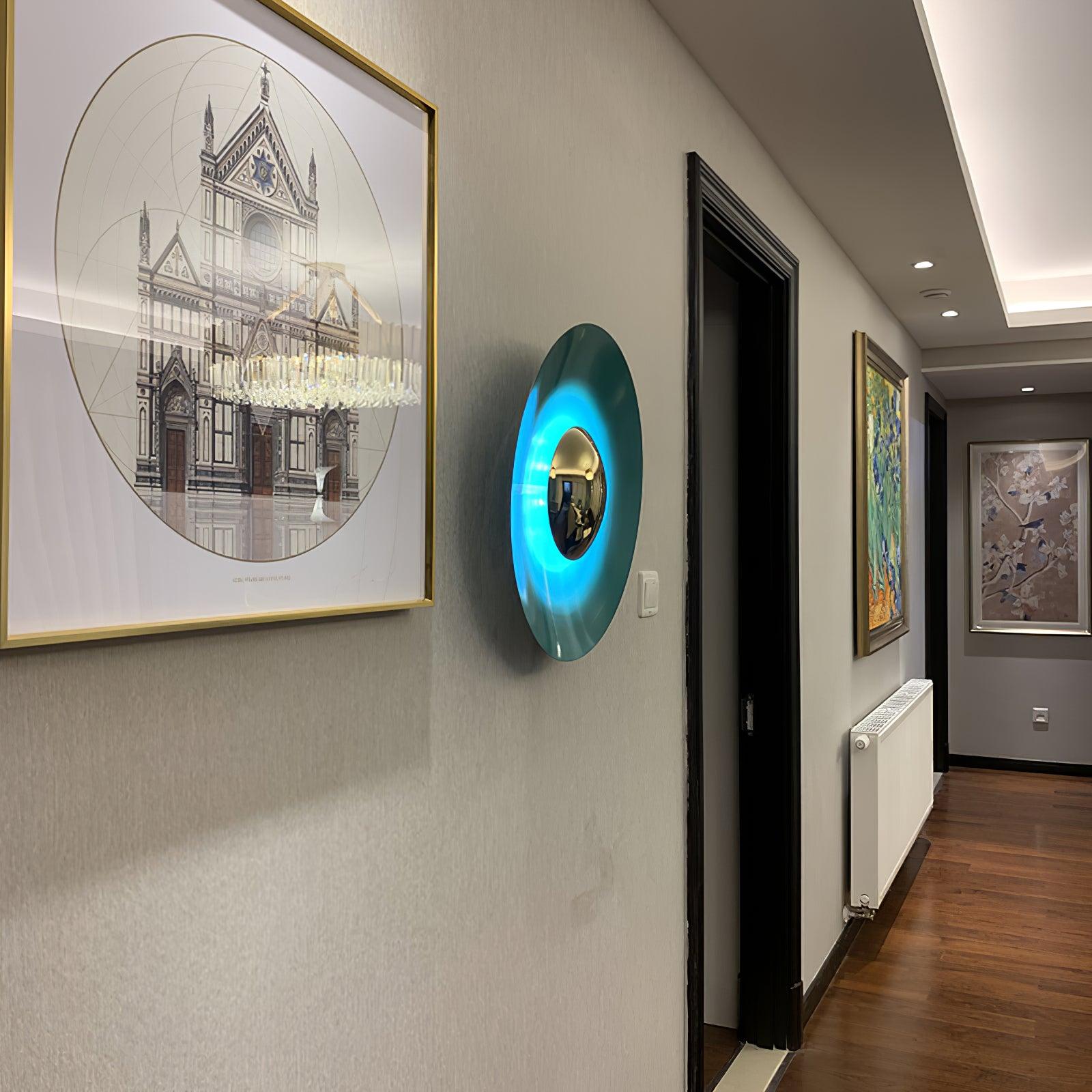 Modern Minimalist Round Metal Disc LED Wall Sconce for Indirect Interior Lighting
