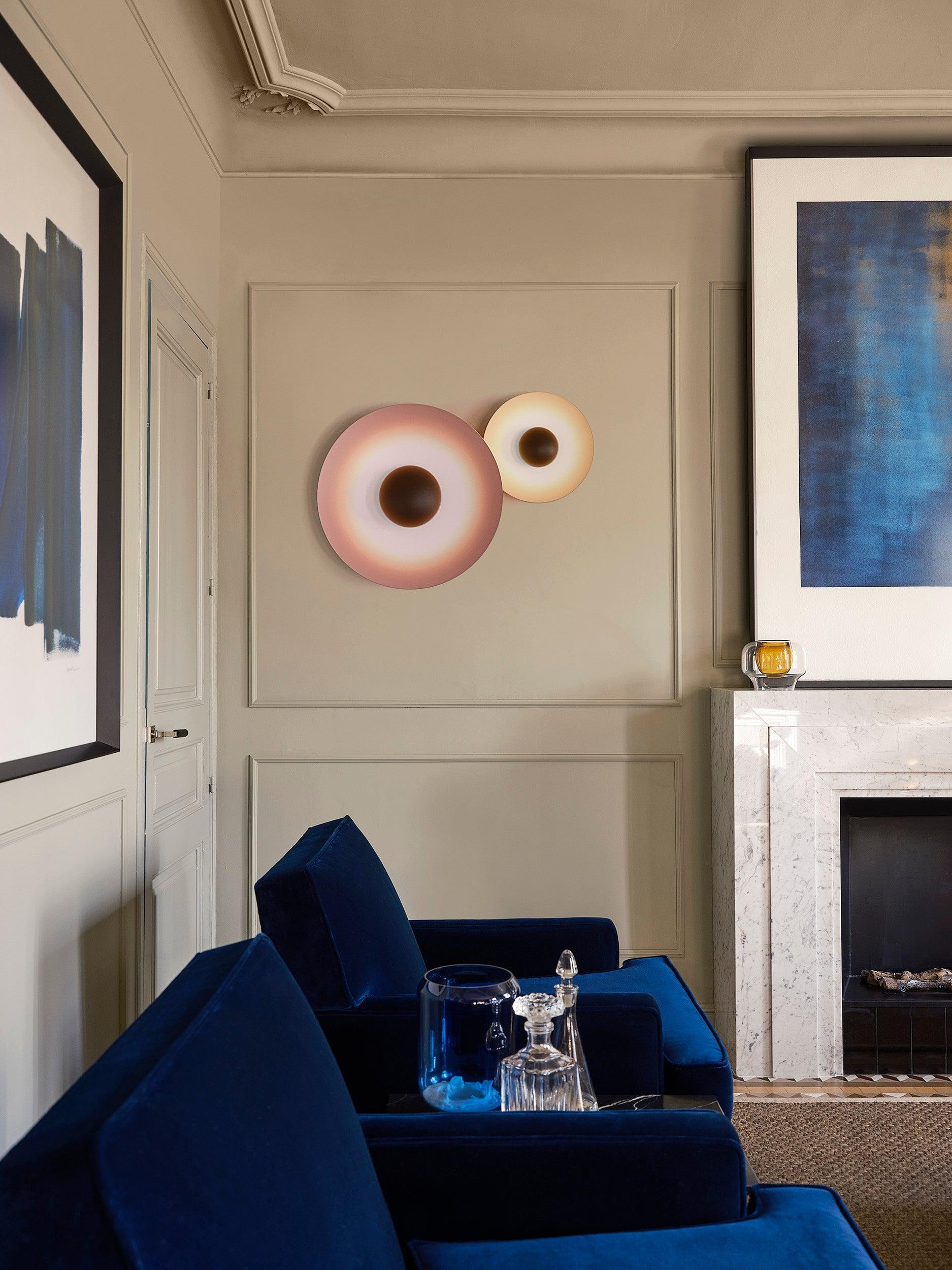 Modern Minimalist Round Metal Disc LED Wall Sconce for Indirect Interior Lighting