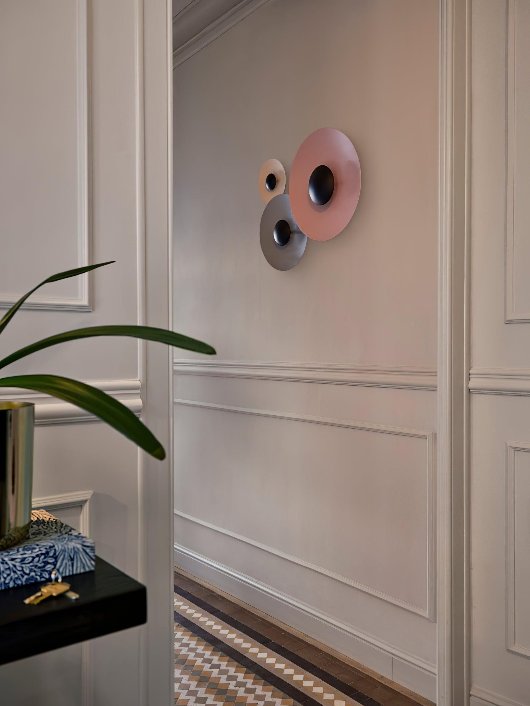 Modern Minimalist Round Metal Disc LED Wall Sconce for Indirect Interior Lighting