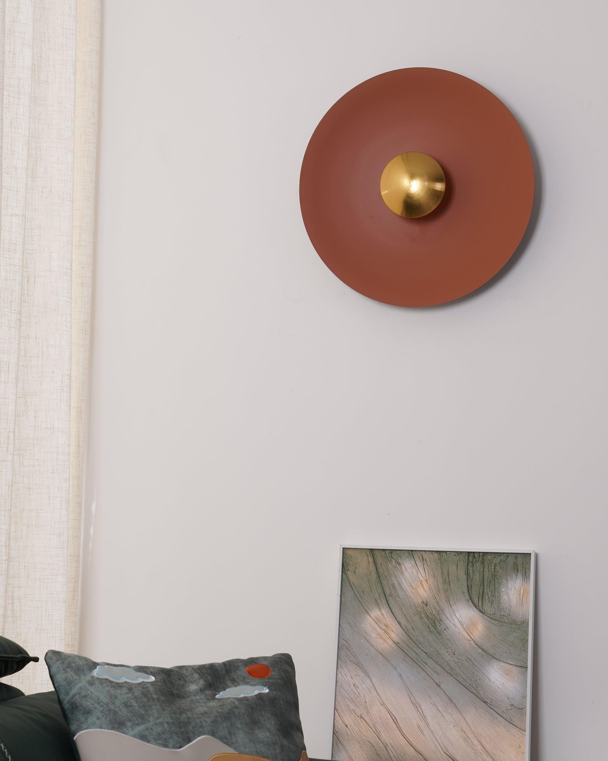Modern Minimalist Round Metal Disc LED Wall Sconce for Indirect Interior Lighting