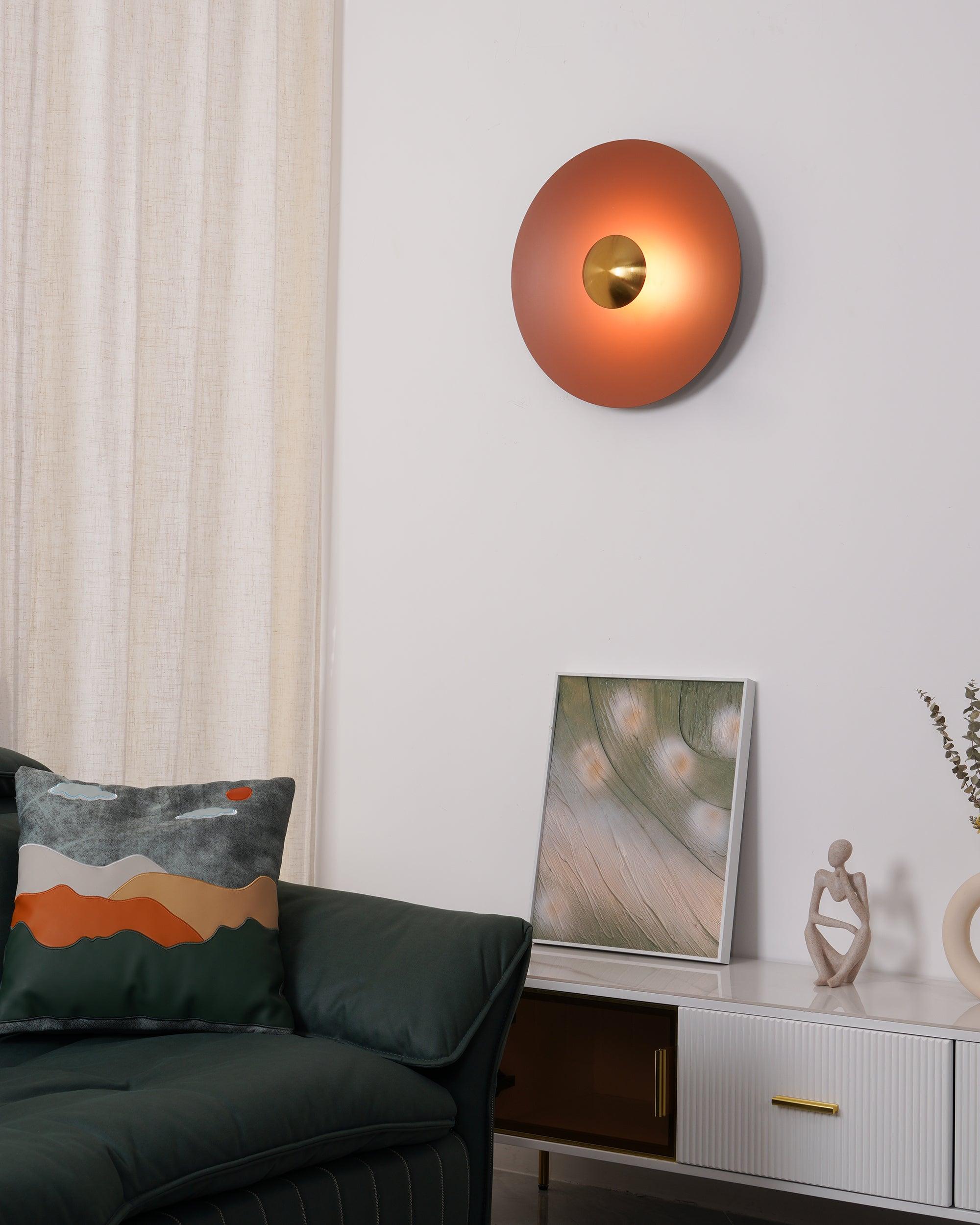 Modern Minimalist Round Metal Disc LED Wall Sconce for Indirect Interior Lighting