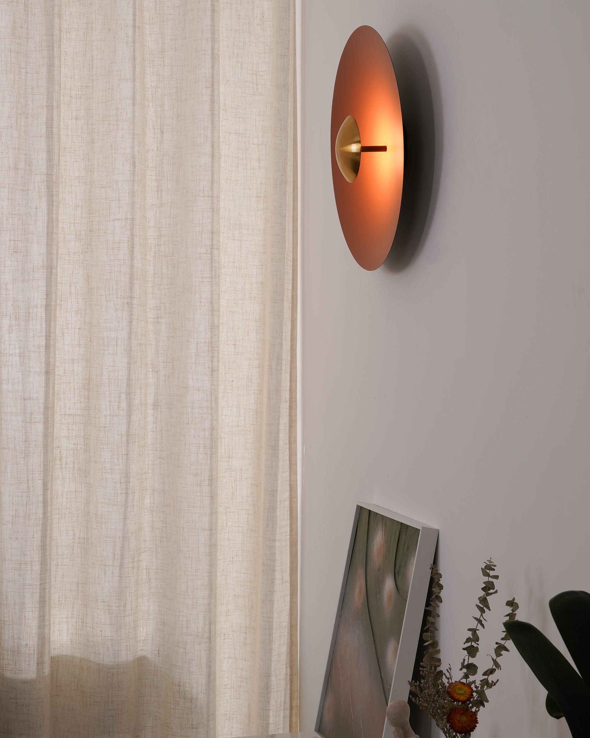 Modern Minimalist Round Metal Disc LED Wall Sconce for Indirect Interior Lighting