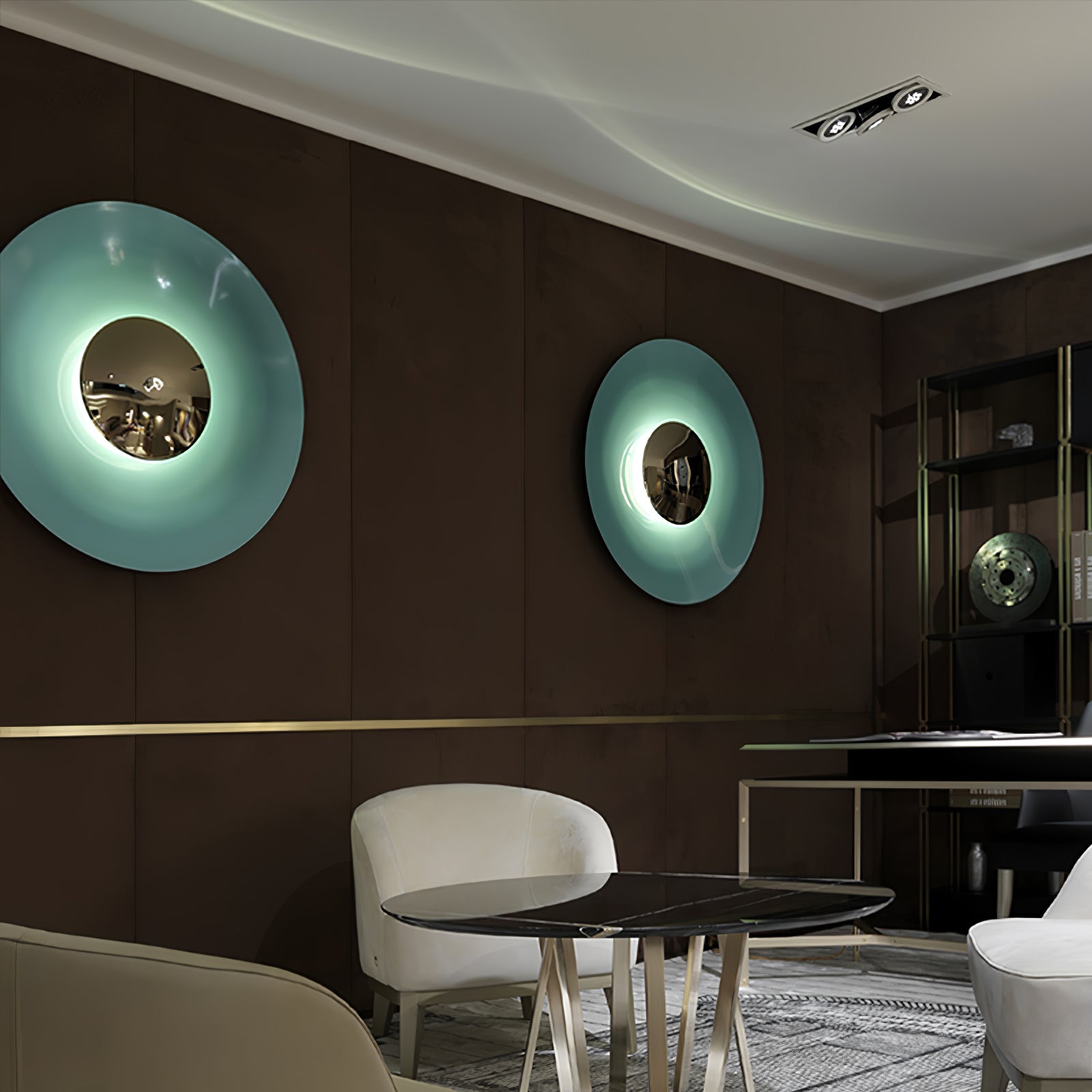 Modern Minimalist Round Metal Disc LED Wall Sconce for Indirect Interior Lighting