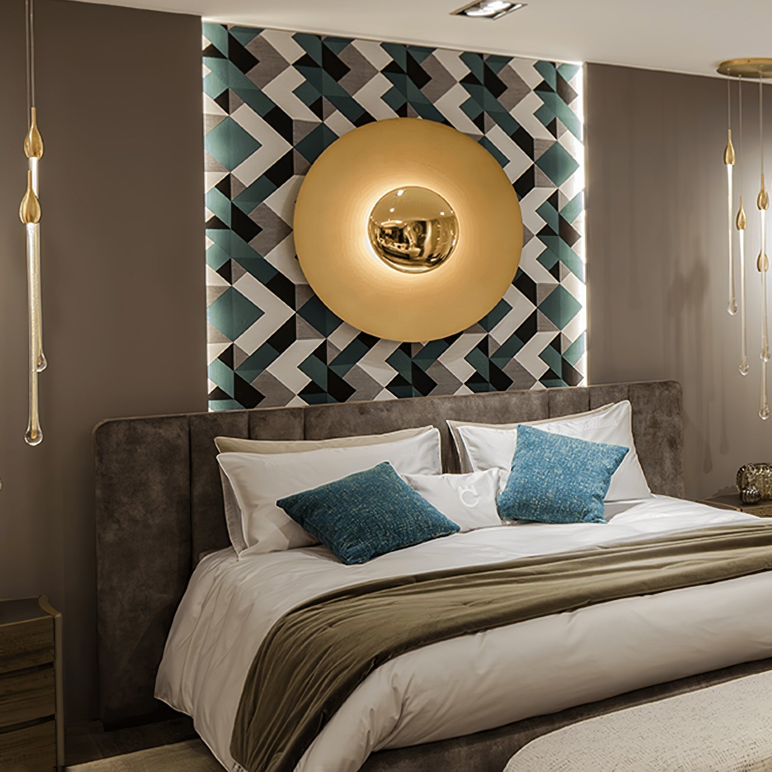 Modern Minimalist Round Metal Disc LED Wall Sconce for Indirect Interior Lighting