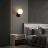Modern Minimalist Single Globe Wall Sconce Mid Century Brass and Glass Bracket Light
