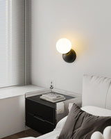 Modern Minimalist Single Globe Wall Sconce Mid Century Brass and Glass Bracket Light