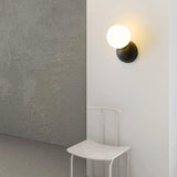 Modern Minimalist Single Globe Wall Sconce Mid Century Brass and Glass Bracket Light