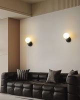 Modern Minimalist Single Globe Wall Sconce Mid Century Brass and Glass Bracket Light