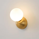 Modern Minimalist Single Globe Wall Sconce Mid Century Brass and Glass Bracket Light