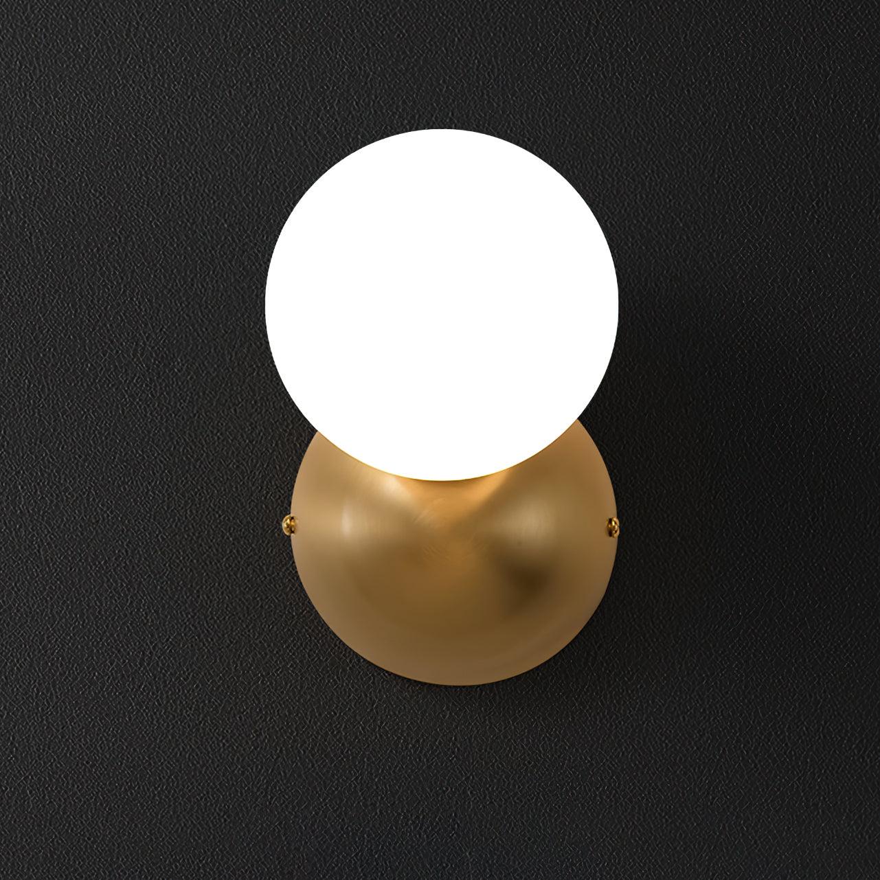 Modern Minimalist Single Globe Wall Sconce Mid Century Brass and Glass Bracket Light
