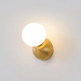 Modern Minimalist Single Globe Wall Sconce Mid Century Brass and Glass Bracket Light