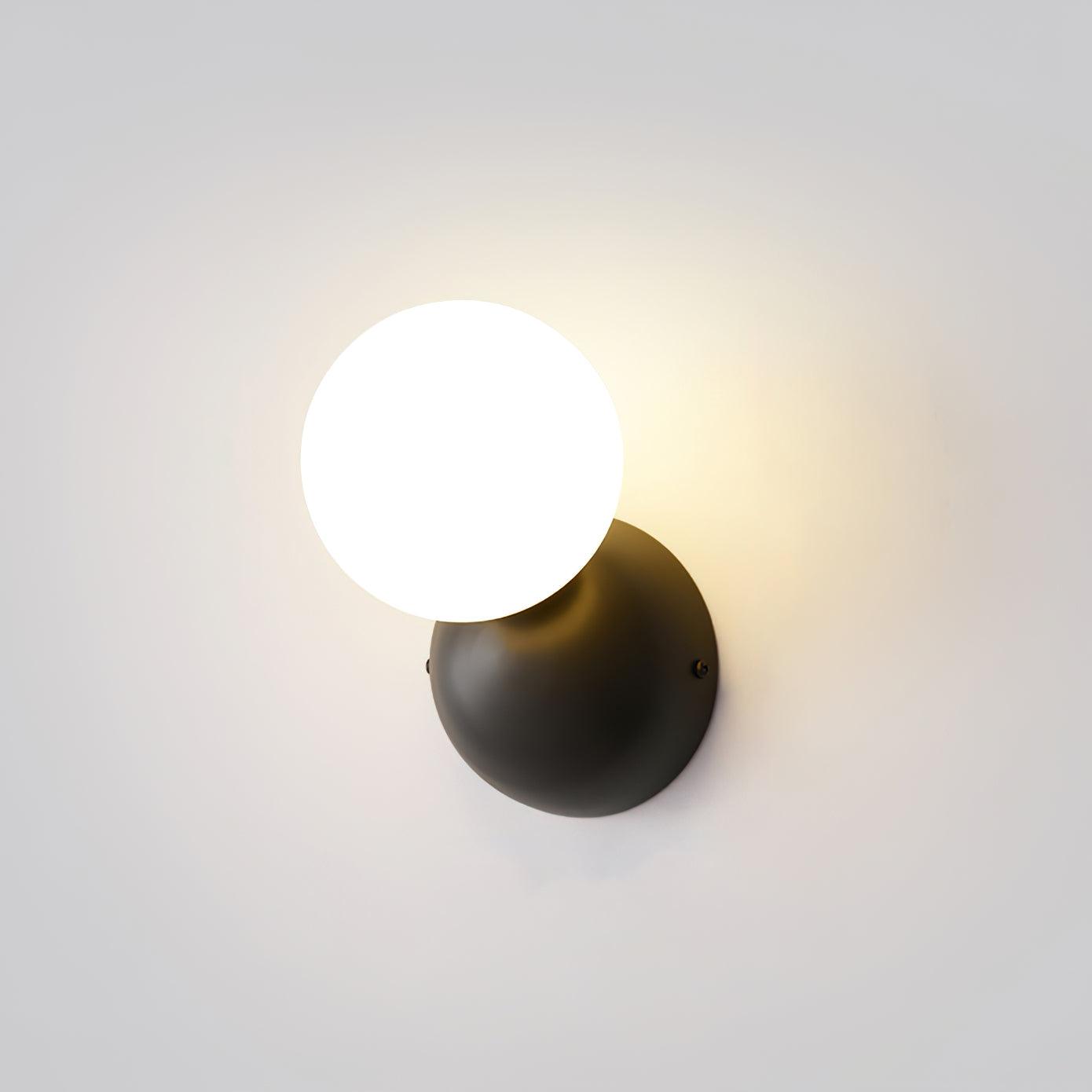 Modern Minimalist Single Globe Wall Sconce Mid Century Brass and Glass Bracket Light
