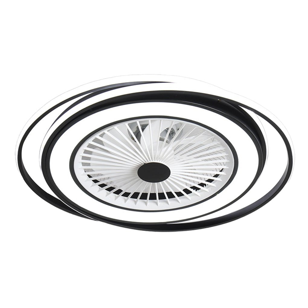 Modern Flush Mount Bladeless Ceiling Fan with Dimmable LED Light for Bedroom and Living Room