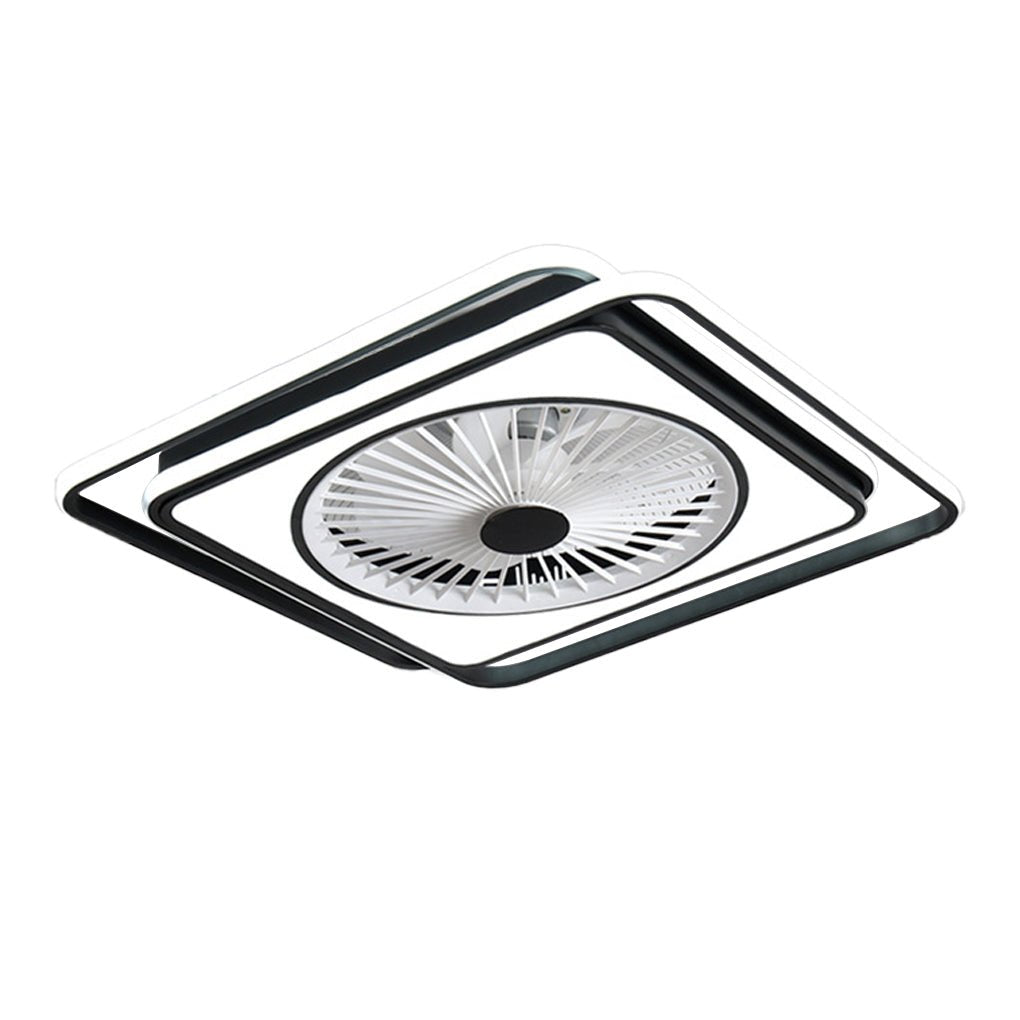 Modern Flush Mount Bladeless Ceiling Fan with Dimmable LED Light for Bedroom and Living Room