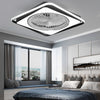 Modern Flush Mount Bladeless Ceiling Fan with Dimmable LED Light for Bedroom and Living Room