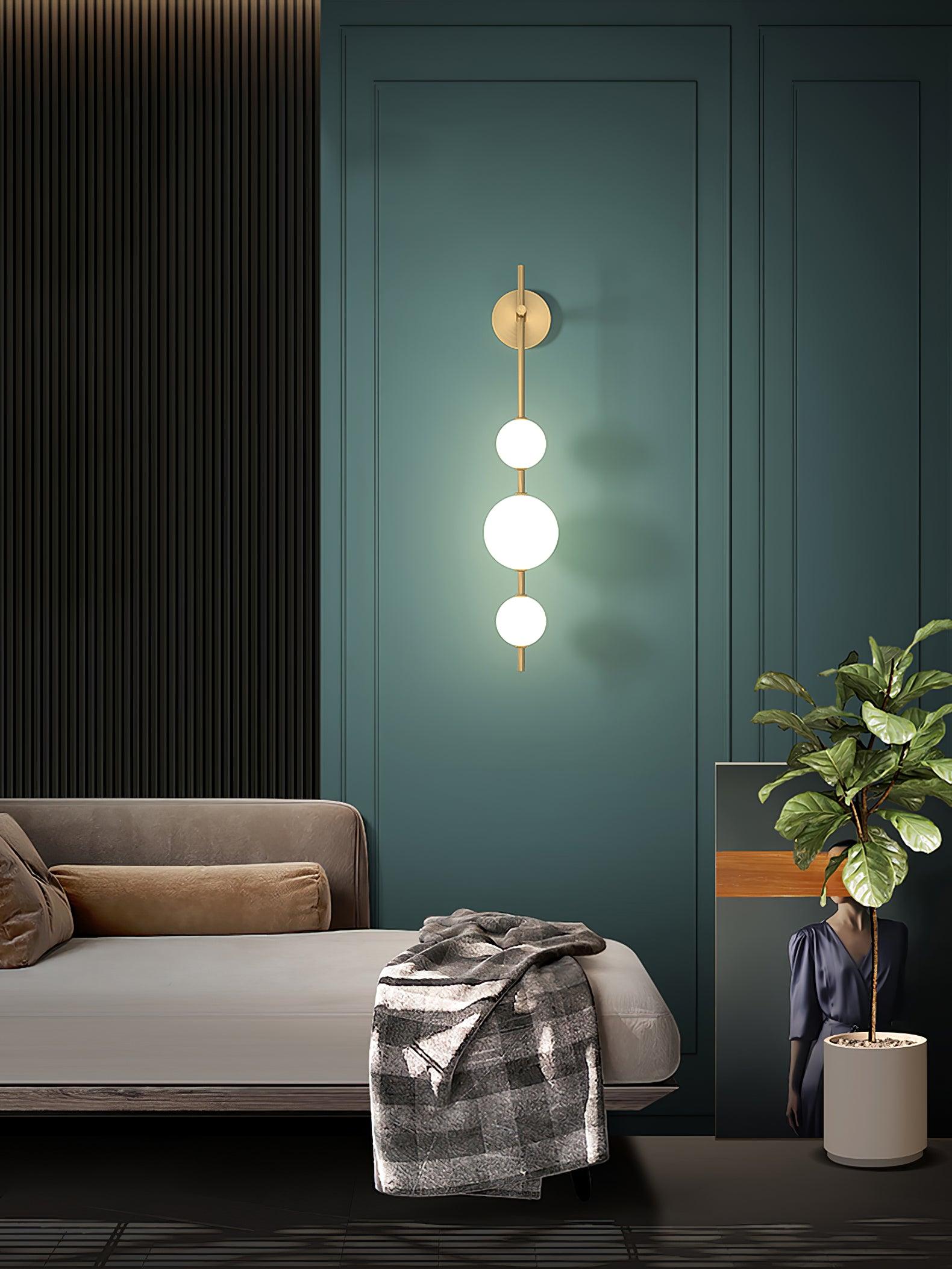 Modern Minimalist Vertical Glass Globe Wall Sconce for Bedroom Hallway and Bathroom Lighting