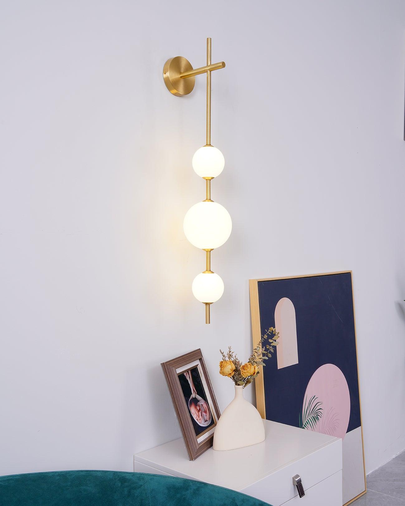 Modern Minimalist Vertical Glass Globe Wall Sconce for Bedroom Hallway and Bathroom Lighting