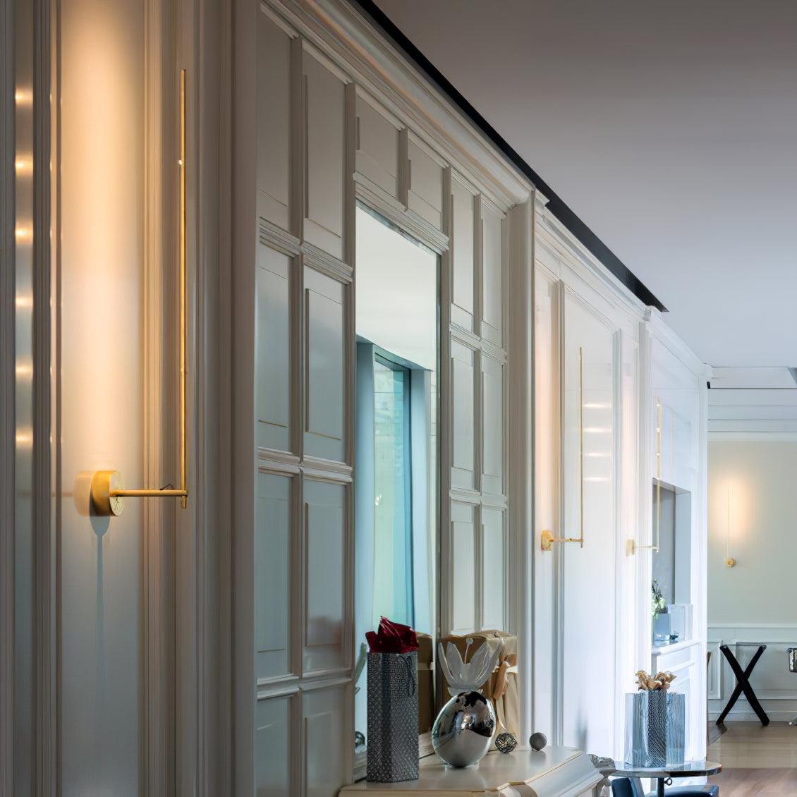 Modern Minimalist Vertical LED Wall Sconce Set of 2 Luxury Gold Linear Stick Wall Light