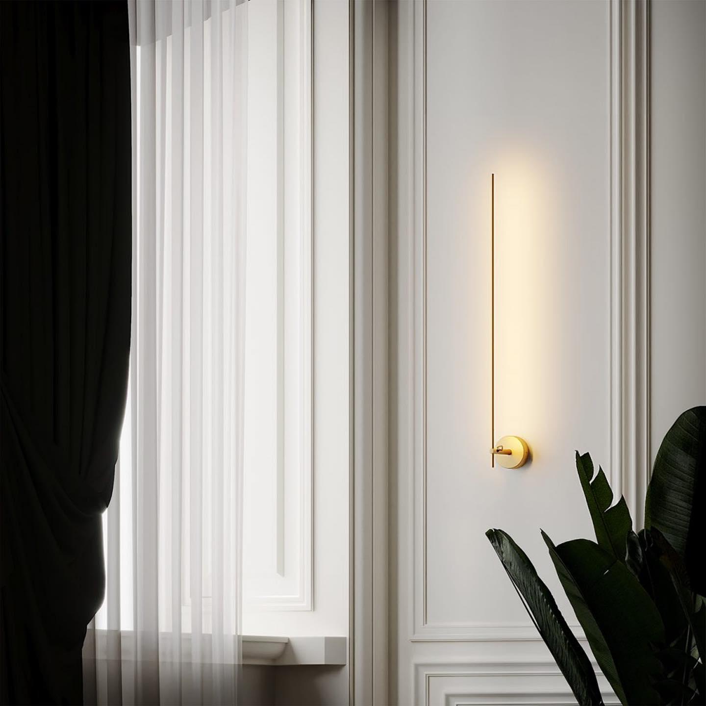 Modern Minimalist Vertical LED Wall Sconce Set of 2 Luxury Gold Linear Stick Wall Light