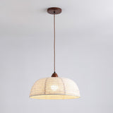 Modern Minimalist Walnut Wood and White Fabric Pendant Light for Dining and Living Areas