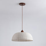 Modern Minimalist Walnut Wood and White Fabric Pendant Light for Dining and Living Areas