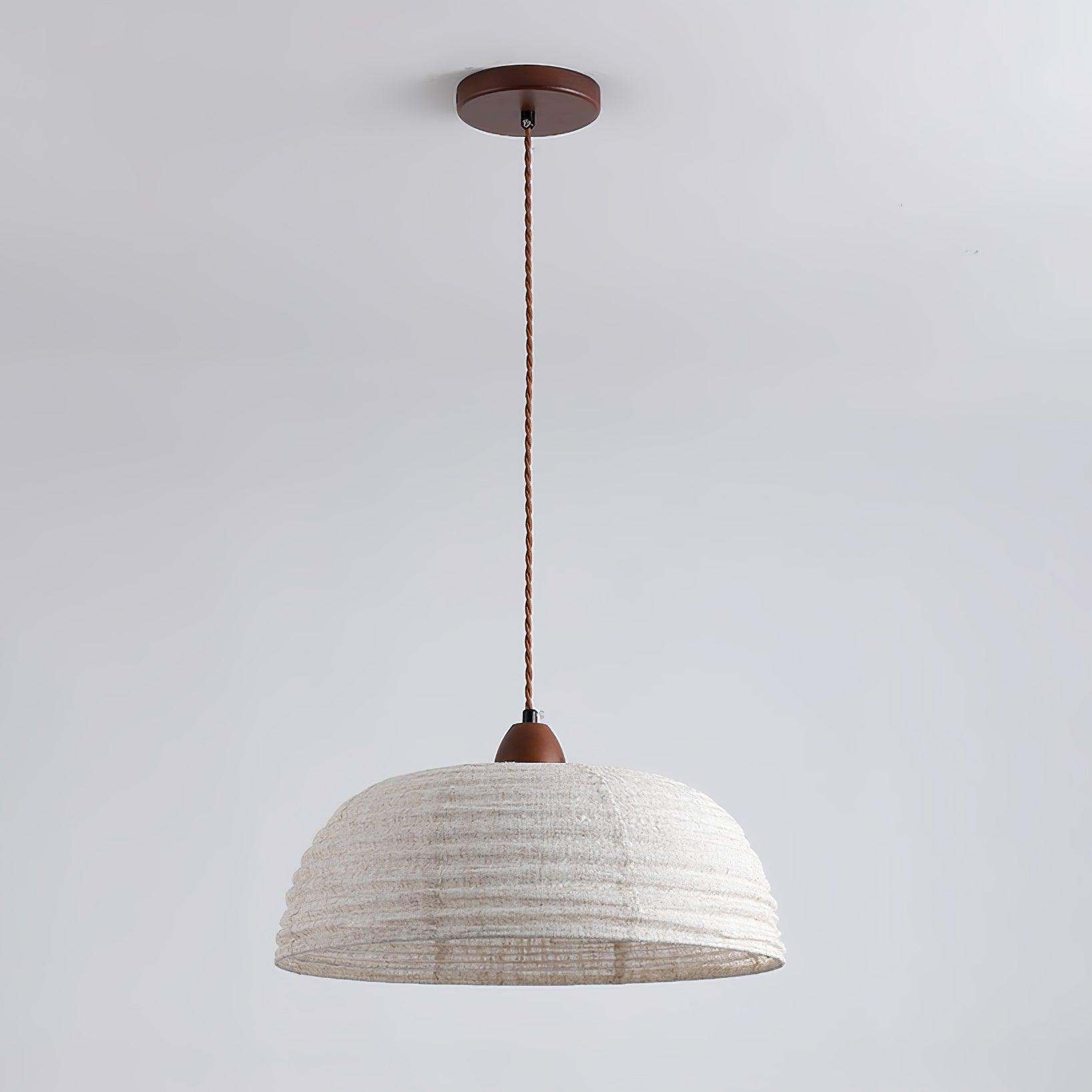 Modern Minimalist Walnut Wood and White Fabric Pendant Light for Dining and Living Areas