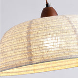 Modern Minimalist Walnut Wood and White Fabric Pendant Light for Dining and Living Areas