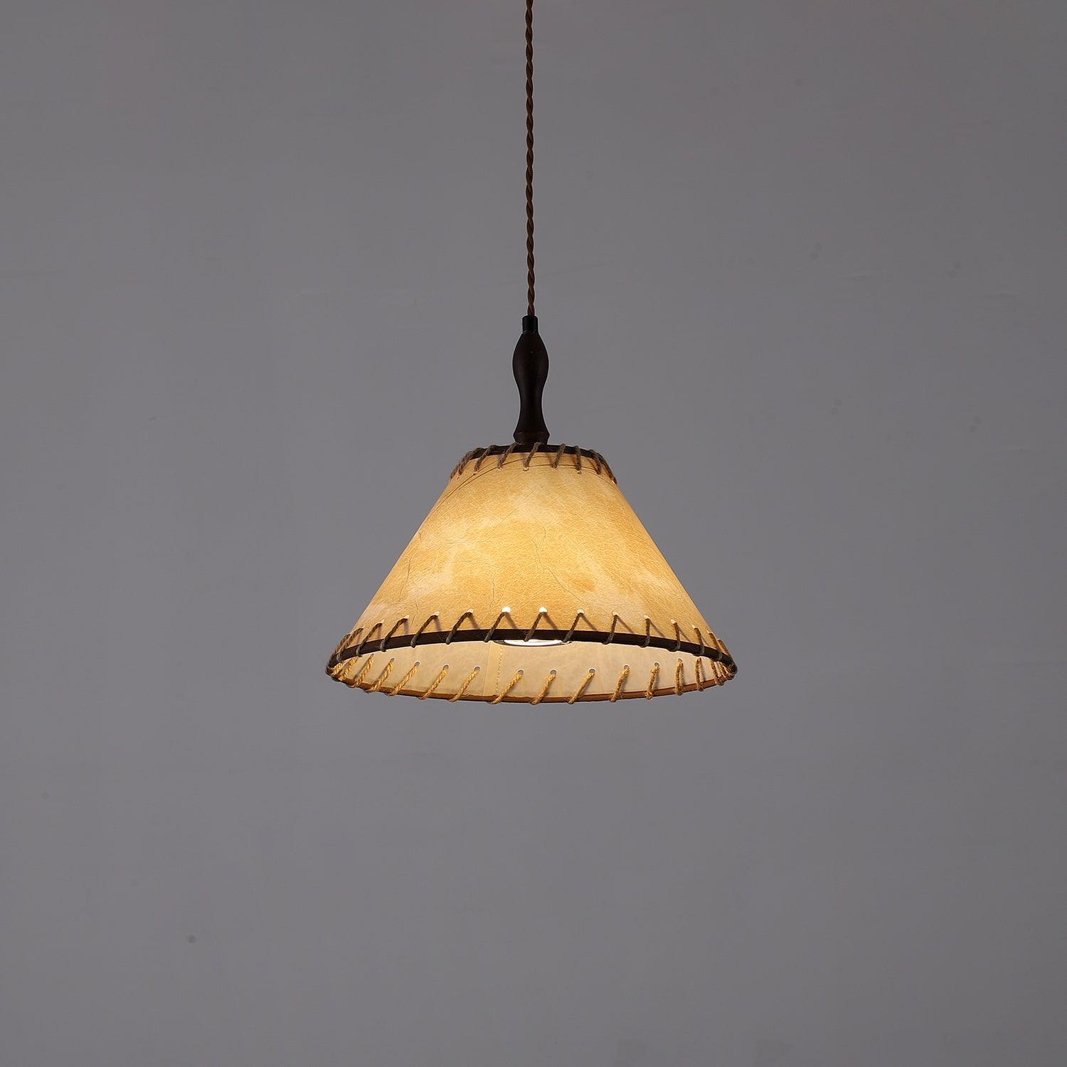 Modern Minimalist Walnut Wood and White Fabric Pendant Light for Dining and Living Areas
