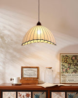 Modern Minimalist Walnut Wood and White Fabric Pendant Light for Dining and Living Areas