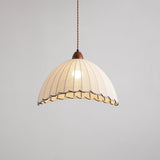 Modern Minimalist Walnut Wood and White Fabric Pendant Light for Dining and Living Areas