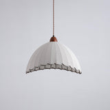 Modern Minimalist Walnut Wood and White Fabric Pendant Light for Dining and Living Areas