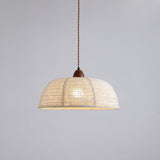 Modern Minimalist Walnut Wood and White Fabric Pendant Light for Dining and Living Areas
