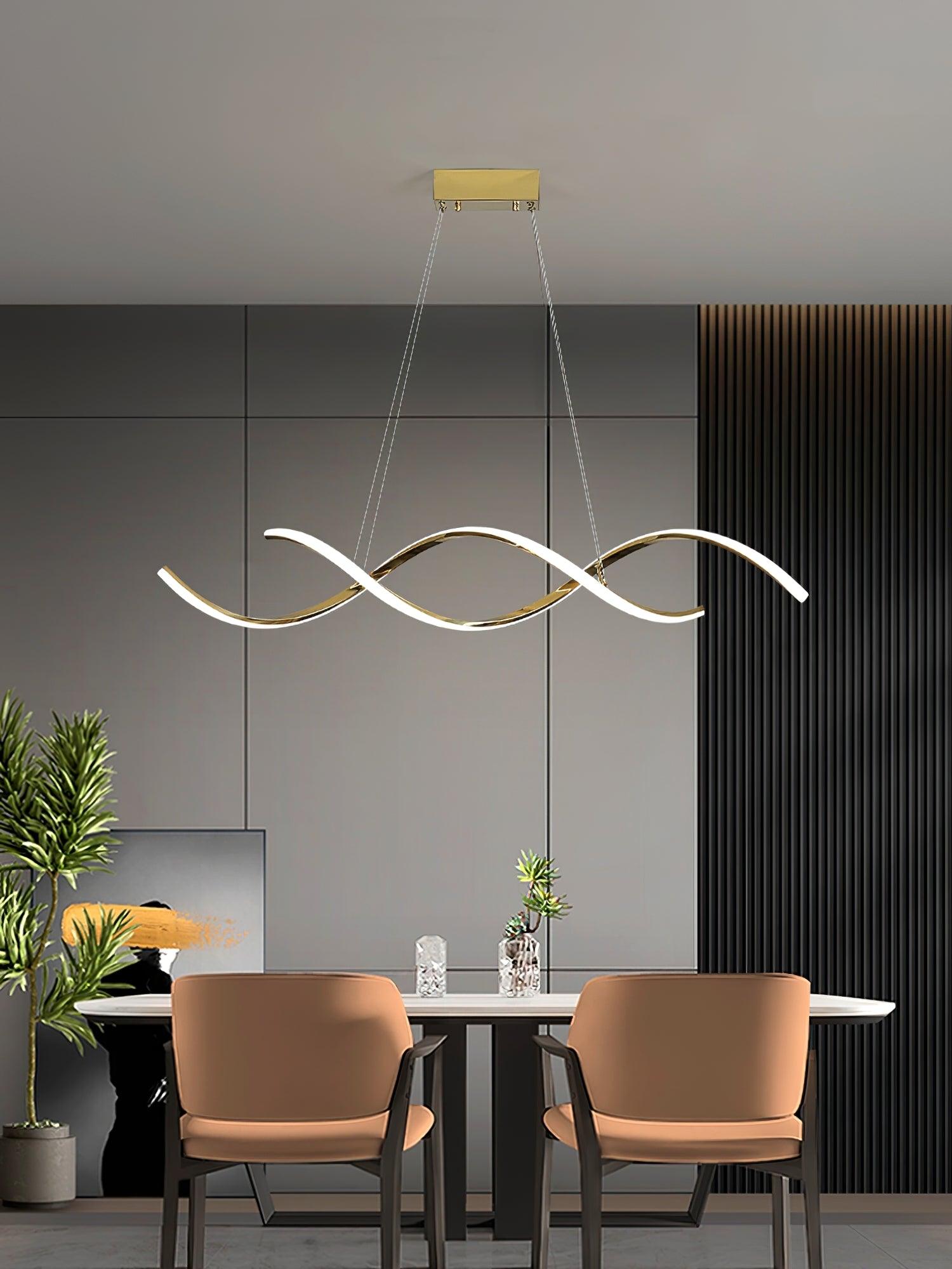 Modern Minimalist Wave Design LED Pendant Light for Dining and Living Rooms