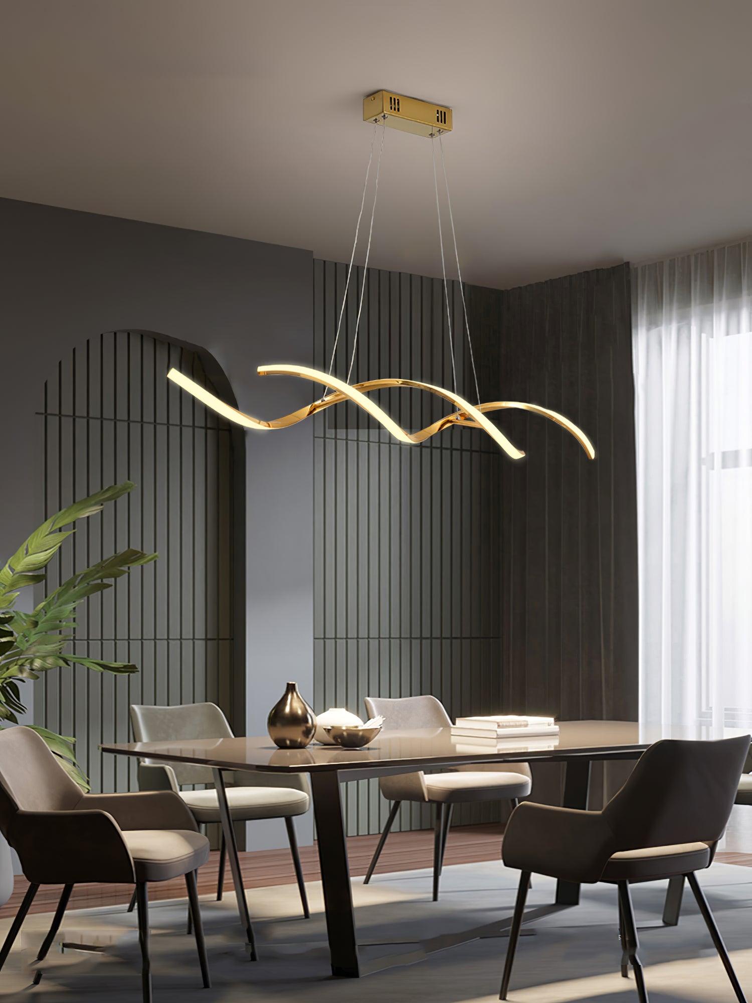Modern Minimalist Wave Design LED Pendant Light for Dining and Living Rooms