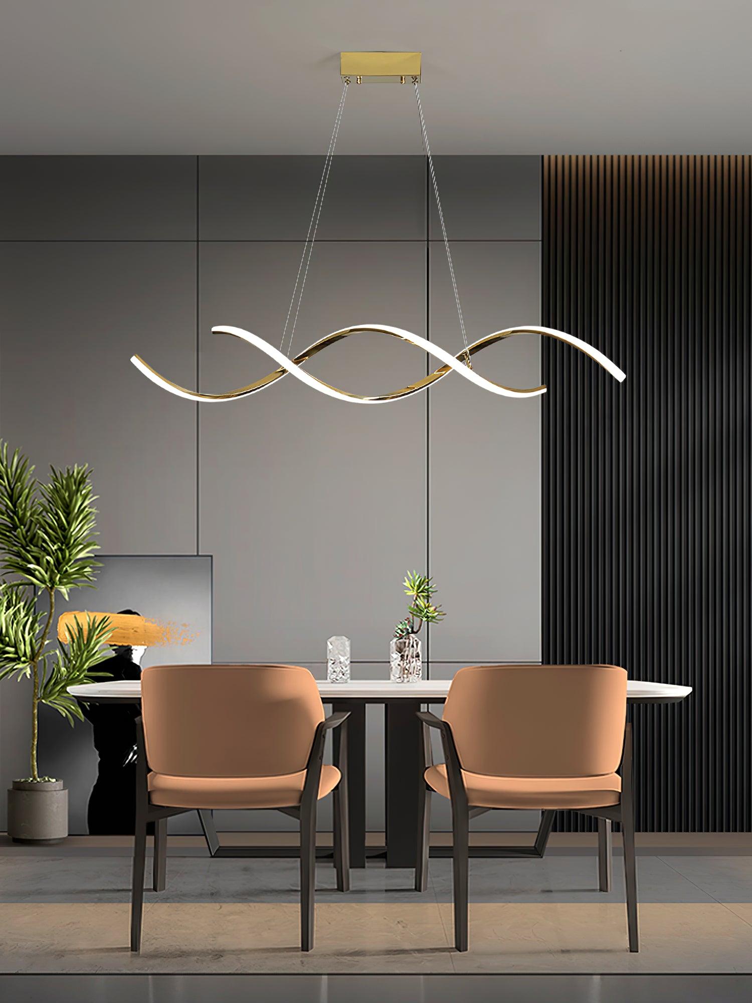 Modern Minimalist Wave Design LED Pendant Light for Dining and Living Rooms