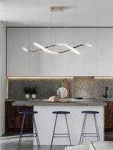 Modern Minimalist Wave Design LED Pendant Light for Dining and Living Rooms
