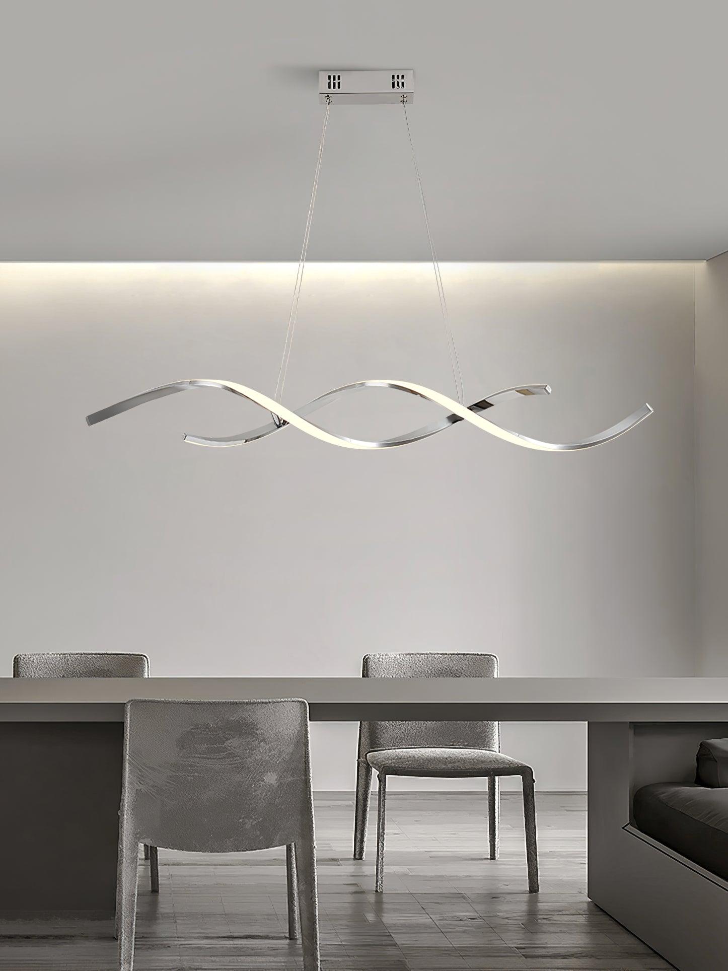 Modern Minimalist Wave Design LED Pendant Light for Dining and Living Rooms