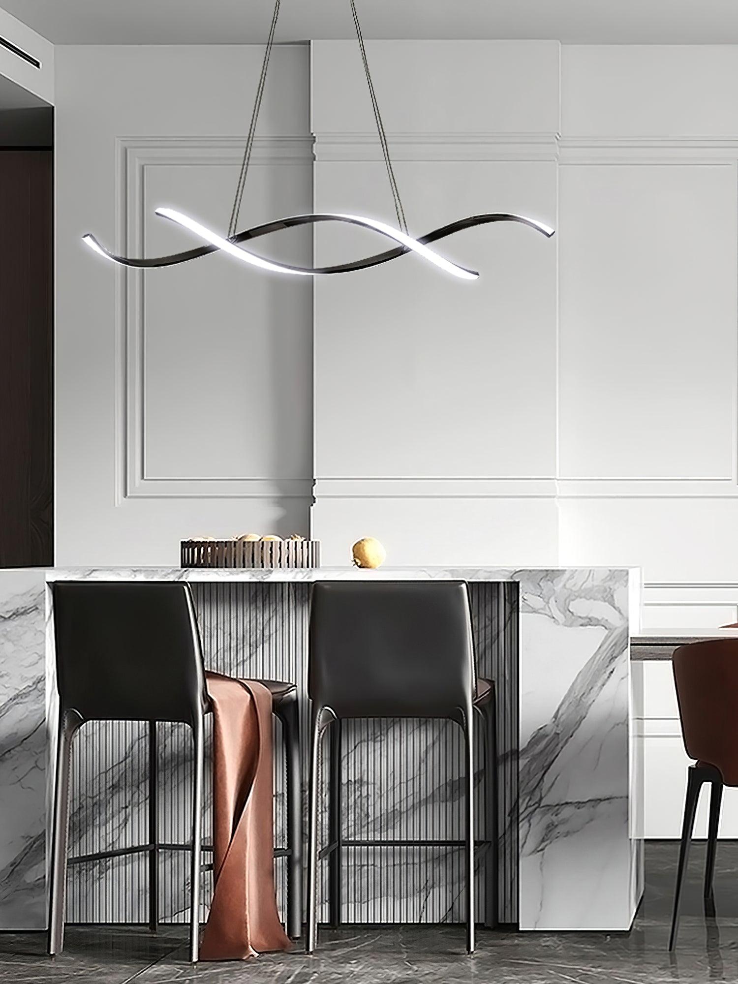 Modern Minimalist Wave Design LED Pendant Light for Dining and Living Rooms