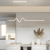 Modern Minimalist Wavy LED Pendant Light with Stepless Dimming Nordic Strip Chandelier for Dining Room