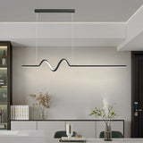 Modern Minimalist Wavy LED Pendant Light with Stepless Dimming Nordic Strip Chandelier for Dining Room