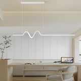 Modern Minimalist Wavy LED Pendant Light with Stepless Dimming Nordic Strip Chandelier for Dining Room