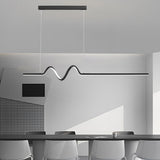 Modern Minimalist Wavy LED Pendant Light with Stepless Dimming Nordic Strip Chandelier for Dining Room
